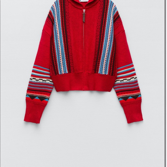 Zara knit jacquard jacket sweater small - Picture 4 of 4